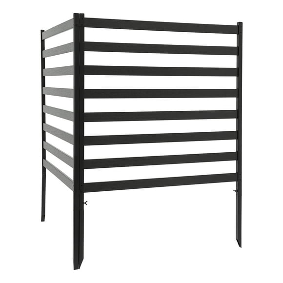 Outdoor Air Conditioner Fence, Steel and Plastic-Wood, Stylish Black/Brown Design, Protects Units from Weather and Visibility