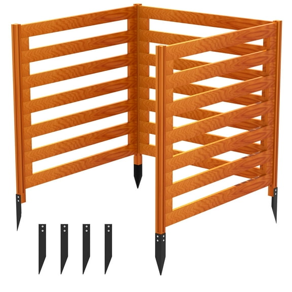 Outdoor Air Conditioner Protector, Light Brown Wooden Panels, 36" Height, Metal Anchors, Pool Pump Cover, Garden Privacy Fence, Patio Equipment Guard