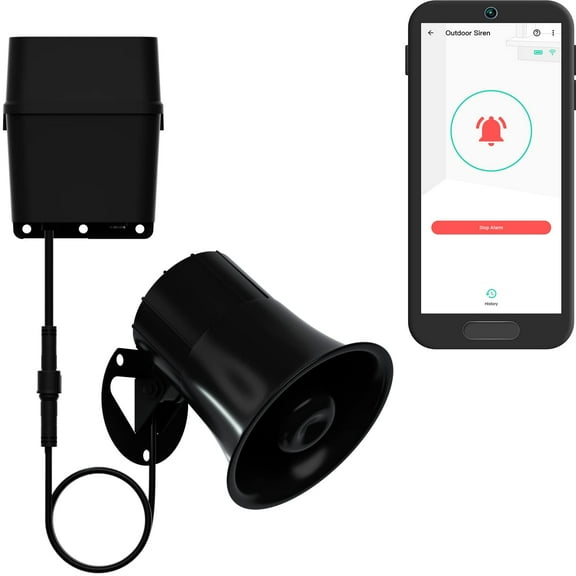 Outdoor Alarm Controller 2, Battery-Powered Siren/Alarm/Relay Controller, 12VDC Out, Optional 12VDC In, Up to 1/4 Mile Open-Air Range, 110dB Siren Included, YoLink Hub Required For Full-Functionality