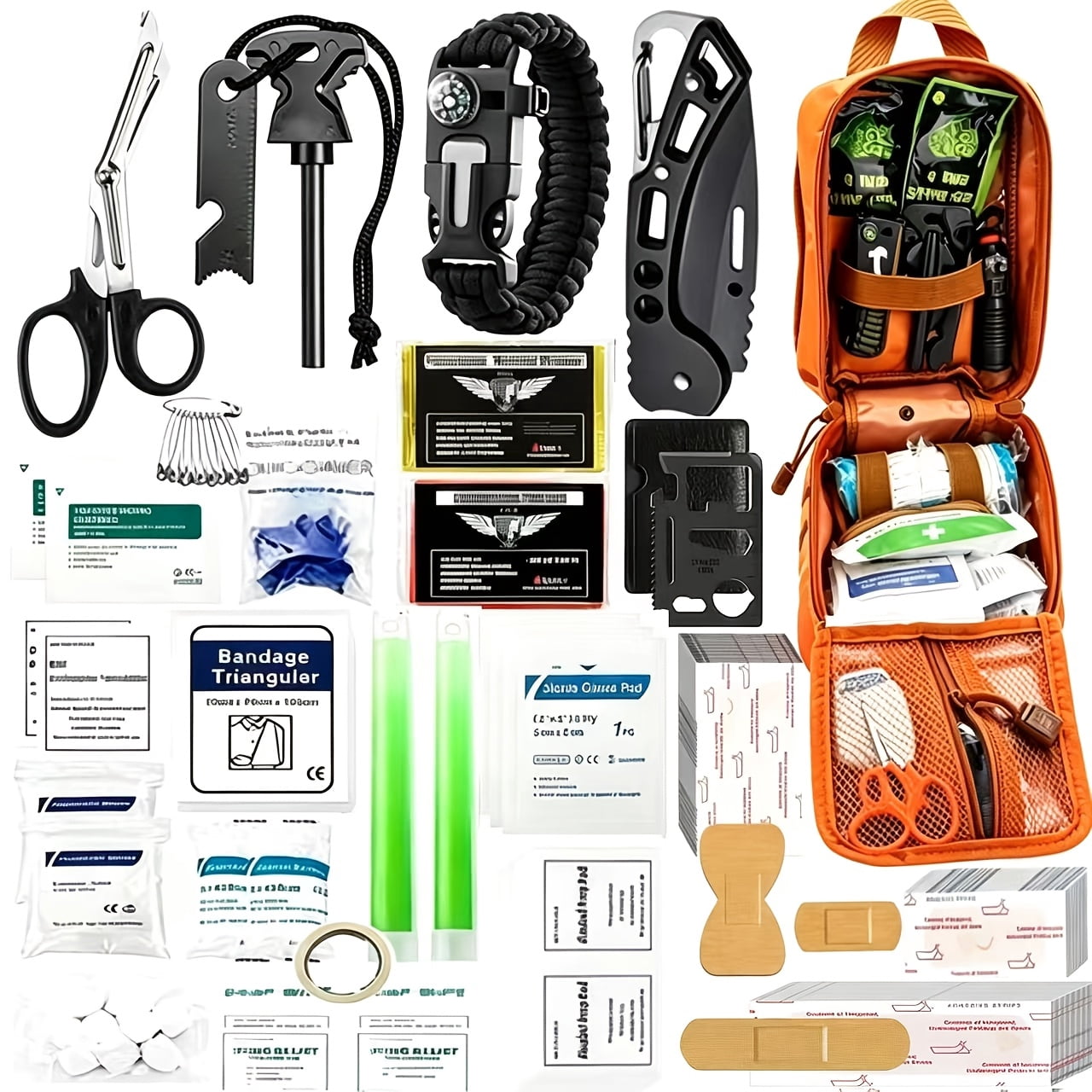 Outdoor All-Purpose Emergency Survival Kit, MOLLE System Compatible First Aid Set, Essential Gear for Camping Hunting Hiking Fishing, Unisex Practical Gift