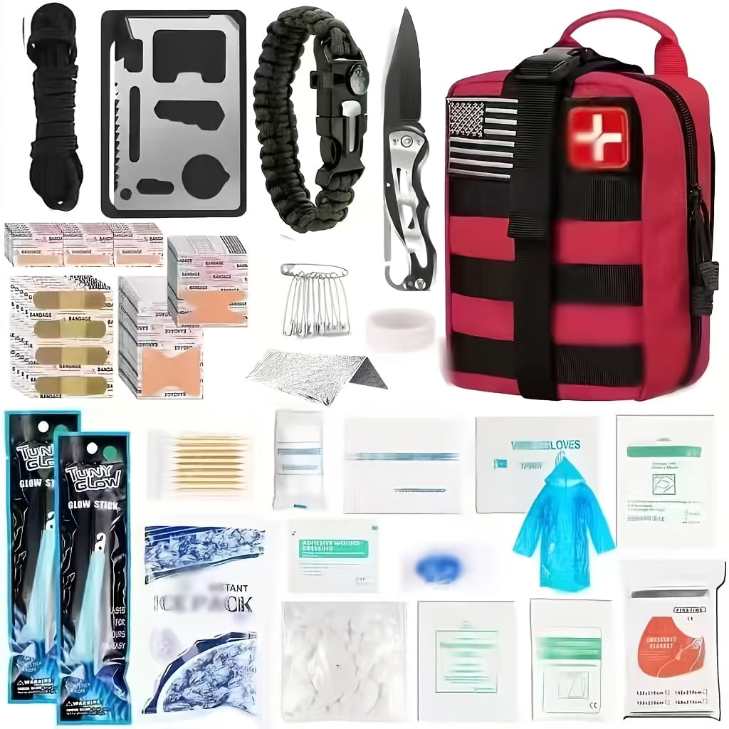 Outdoor All-Purpose Emergency Survival Kit, MOLLE System Compatible First Aid Set, Essential Gear for Camping Hunting Hiking Fishing, Unisex Practical Gift