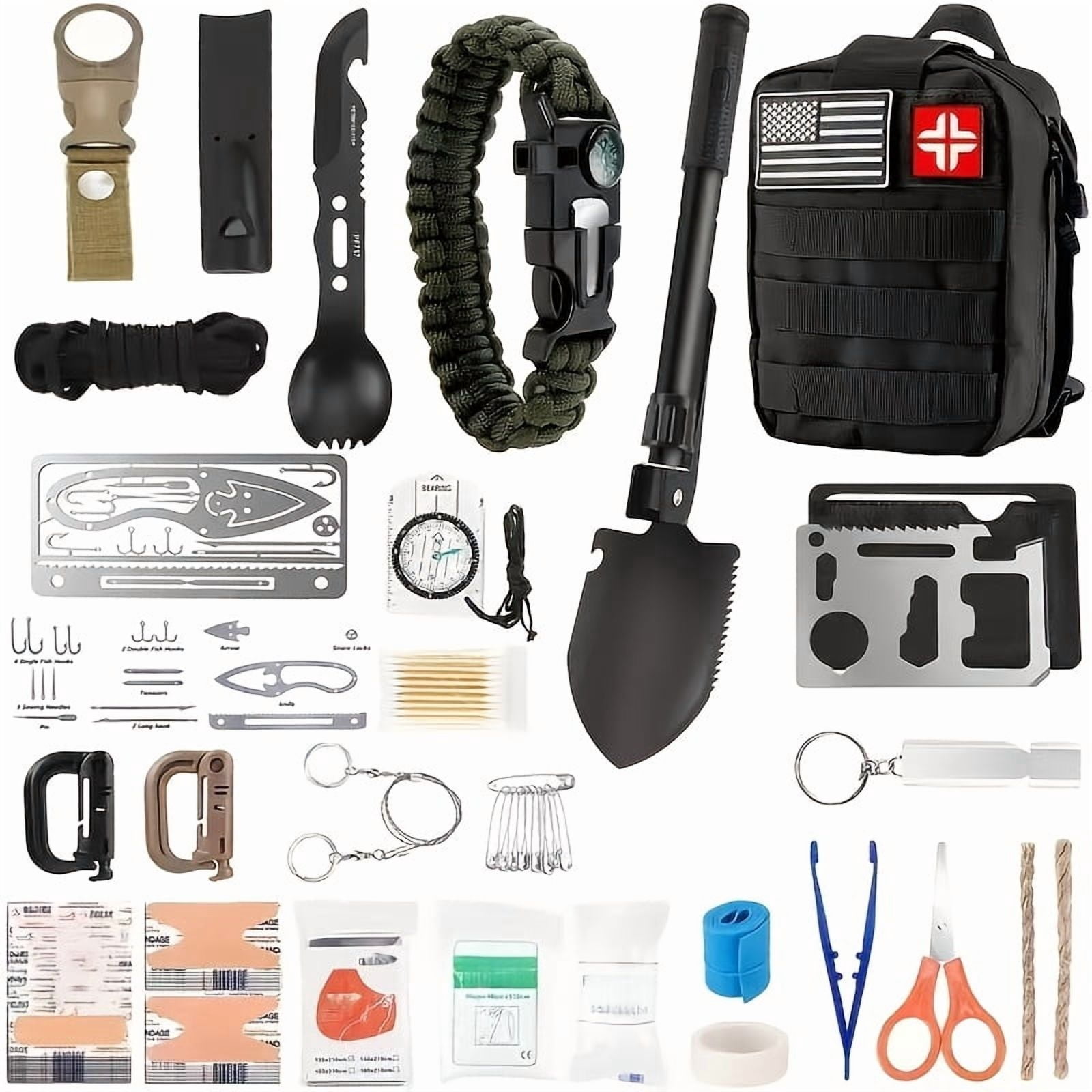 Outdoor All-Purpose Emergency Survival Kit, MOLLE System Compatible First Aid Set, Essential Gear for Camping Hunting Hiking Fishing, Unisex Practical Gift