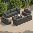 thumbnail image 1 of Outdoor  All Weather Patio Furniture Set 14 Pieces Sectional Rattan Sofa Set with Coffee Table,Grey, 1 of 7