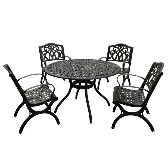 Outdoor Aluminum 5pc Round Patio Dining Set with Four Chairs