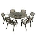 thumbnail image 1 of Outdoor Aluminum 7pc Round Patio Dining Set with Lazy Susan, Six Chairs, 1 of 6
