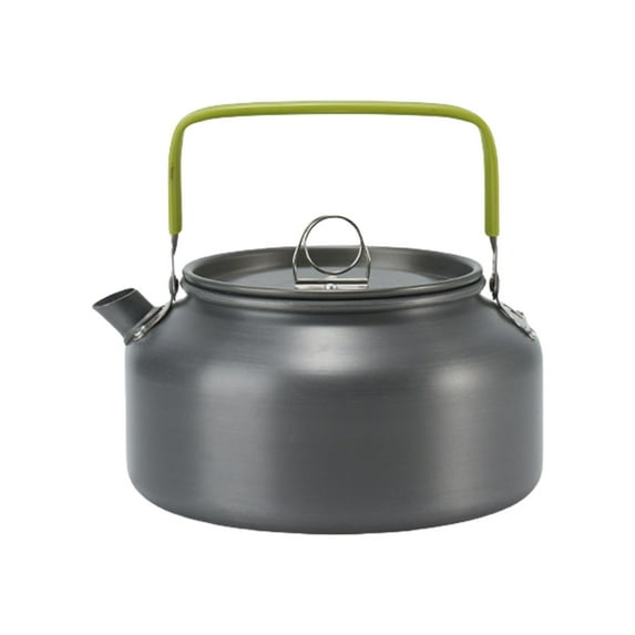 Outdoor Aluminum Alloy Kettle Large Capacity | Portable Camping Coffee Pot | 1 Set Lightweight Gray Water Boiler | Durable High Temp Teapot | 17x16.5x11cm | Travel Cooking Outdoor Use