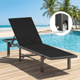thumbnail image 1 of Aluminum Outdoor Chaise Lounge Chair with Wheels, 5-Position Poolside Lounger, 1 of 8