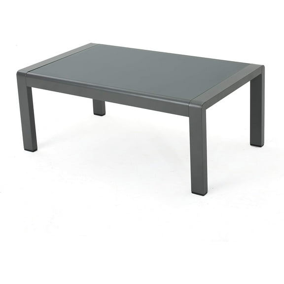 Outdoor Aluminum Coffee Table with Tempered Glass Table Top, Grey