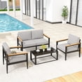 thumbnail image 1 of Outdoor Aluminum Furniture Set,4 Piece Patio Conversation Sets,Removable & Washable Cushion,Ink Color Tempered Glass Table, 1 of 8