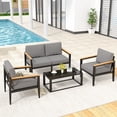 thumbnail image 1 of Outdoor Aluminum Furniture Set,4 Piece Patio Conversation Sets,Removable & Washable Cushion,Ink Color Tempered Glass Table, 1 of 8
