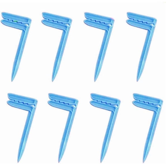 Outdoor Anchor Stakes, Beach Towel/Picnic Mat Anchor Clips Stakes, Pack of 8 (Blue)