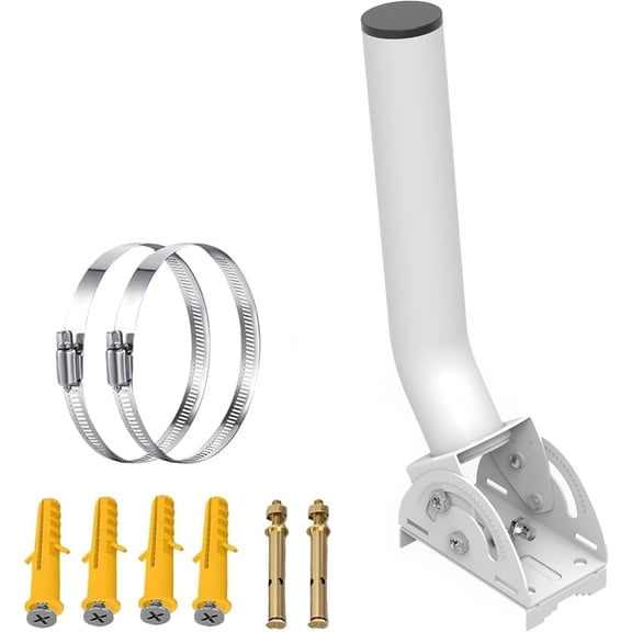 Outdoor Antenna Mount for Access Point, 12''-160 Adjustable Dual Screw Locking J-Pole Mounting Bracket, Pole/Wall Mount for Wireless Bridge, WiFi Extender, Cellular Signal Booster (1-Pack,White)