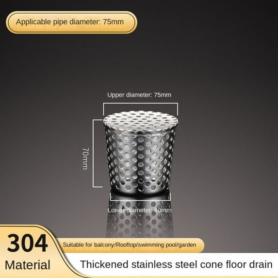 Outdoor Anti-Clog Anti Rodent Circular Shape Anti Blocking Roof Cover Rooftop Floor Drain Cover Anti-blocking Drainage Outer Side Filter Screen Balcony Floor Drains 75MM