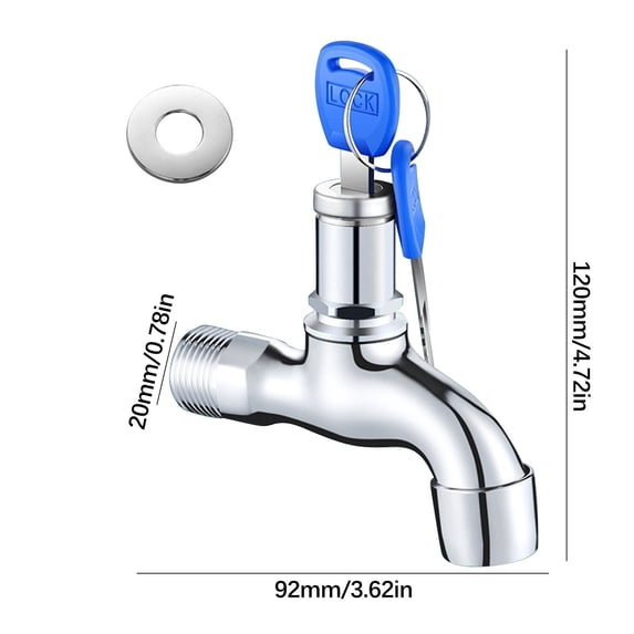 Outdoor Anti Theft Water Faucet Lock with Key, Alloy 4/6 Point 20mm 25mm Hose Bib, Vandal Resistant Rustproof Tap for Garden and Public Use