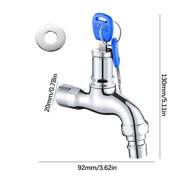 Outdoor Anti Theft Water Faucet Lock with Key, Alloy 4/6 Point 20mm 25mm Hose Bib, Vandal Resistant Rustproof Tap for Garden and Public Use