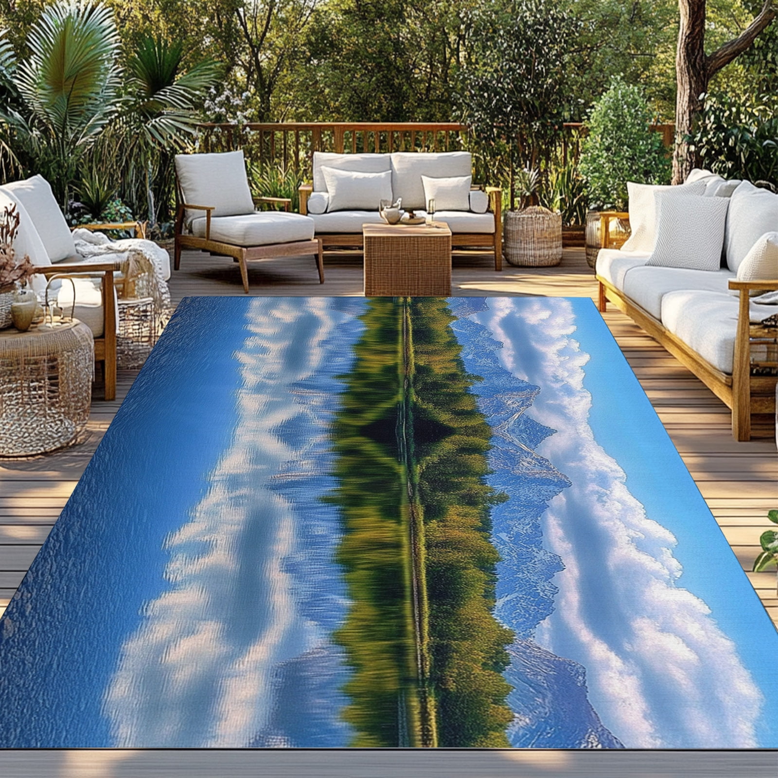 Outdoor Area Rug,4x6ft Large Outside Rugs Snow Capped Mountain Indoor ...