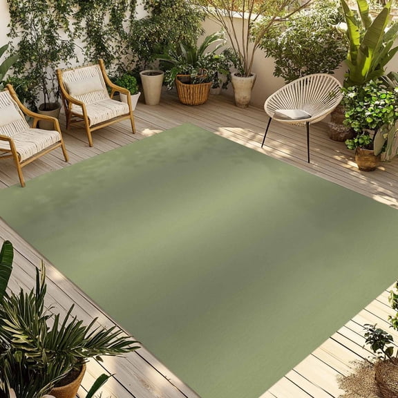 Outdoor Area Rug for Patio, Farmhouse Dark Green Gradient Camping Rugs Indoor Large Floor Mat 4x6ft, Retro Nordic Style Outside Carpet for Deck RV Picnic Porch Backyard Bedroom Living Room