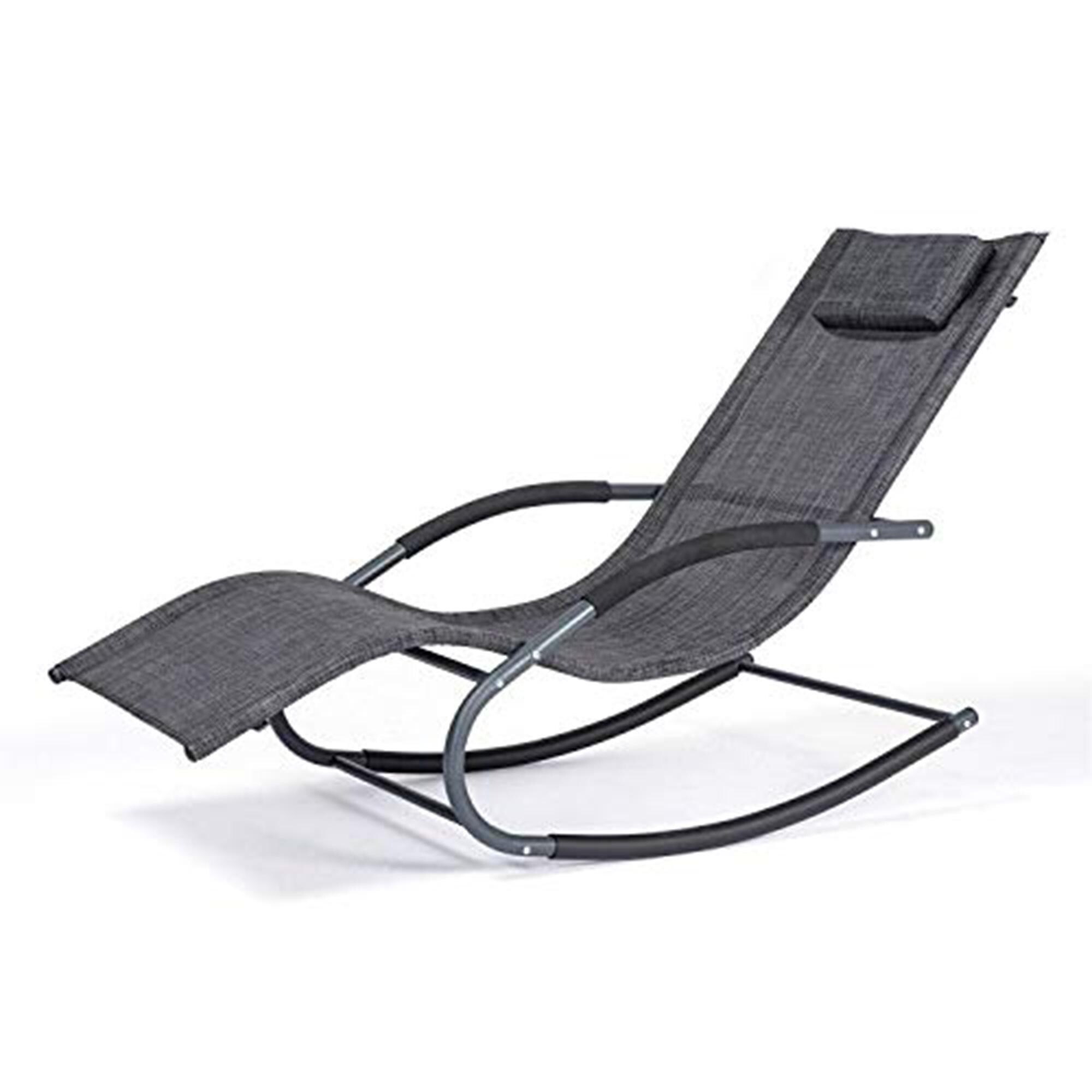 Outdoor Armrest  Lounge Chair, Chaise Lounge with Removable Pillow, 266 lbs Capacity, Dark Gray - image 1 of 8