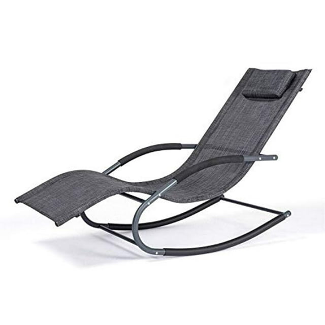 Outdoor Armrest  Lounge Chair, Chaise Lounge with Removable Pillow, 266 lbs Capacity, Dark Gray