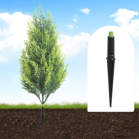 Outdoor Artificial Cedar Topiary Trees with Ground Spike, Faux Cedar Shrubs Bushes, Weatherproof Fake Topiary Plants, Decorative Cedar Bushes for Front Porch Room