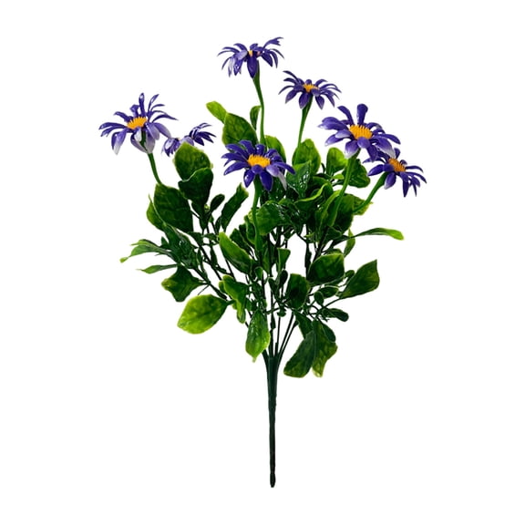 Outdoor Artificial Daisies Flowers UV Resistant Faux Bouquet Dark Blue 12.6 In 1 Pack