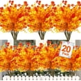 thumbnail image 1 of Outdoor Artificial Fall Flowers Plants Fall Decorations - UV Resistant Plastic Flowers for Outside Faux Plants for Home Garden Autumn Thanksgiving Fall Decor(Gold Orange), 1 of 5