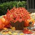thumbnail image 1 of Outdoor Artificial Fall Flowers Plants Fall Decorations UV Resistant Plastic Silk Brown Flowers Outside Fake Boxwood Plants for Home Kitchen Garden Autumn Thanksgiving Fall Decor, 1 of 5