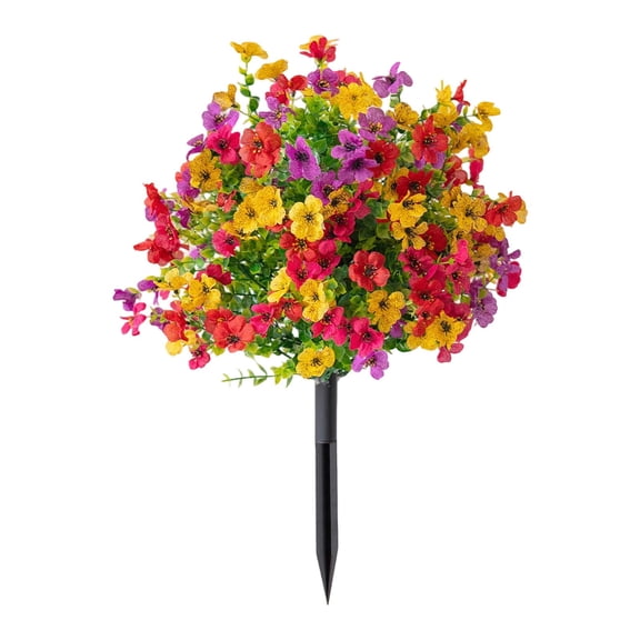 Outdoor Artificial Floral Stake, Cosmug Yard Flower Pick, Multicolor Faux Plant Decor, for Garden Bed, Patio Edge and Backyard Landscaping, Color A