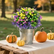 Inadays Artificial Flowers for Outdoor Indoor, 24 Bundles Fake Plant Colorful Eucalyptus camellia UV Resistant for Garden Yard Wedding Farmhouse Balcony Porch Patio