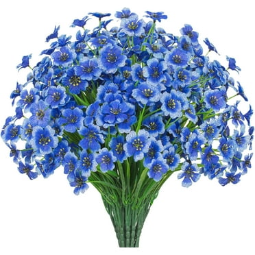 Outdoor Artificial Flowers 12 UV Resistant Bundles Fake Flower Plastic Plants Faux Silk Flowers Porch Hanging Garden Porch Window Box Decorating