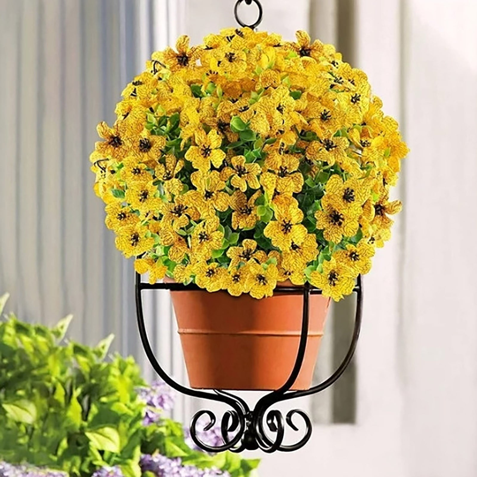 Outdoor Artificial Flowers And Green Plants 7head Violet Arrangement