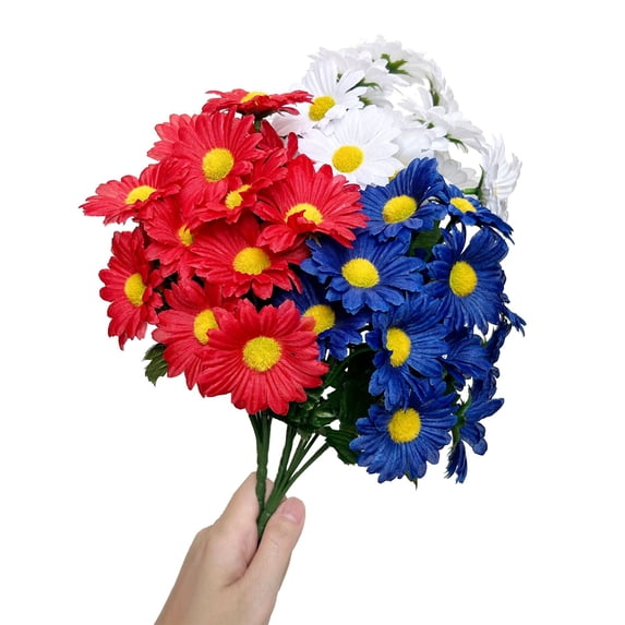 Outdoor Artificial Flowers Faux Outdoor Flowers Blue Artificial Flowers 12 in Patriotic Decor Porch Decorations Outdoor Vase Arrangement
