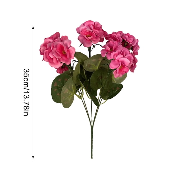 Outdoor Artificial Geranium Plant For Home Garden Decor, Sun Resistant Silk Flower Heads With Plastic Stems, Realistic Appearance, No Watering, Terrace Dining Table Porch Office Accent