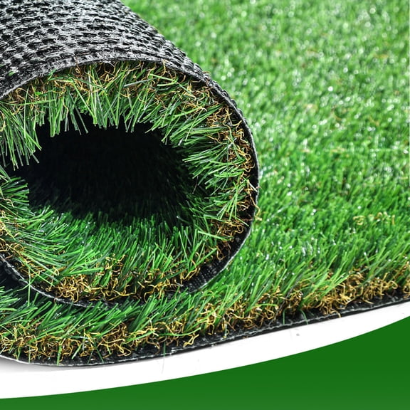 Outdoor Artificial Grass Runner Rug, Thick Realistic Fake Grass Roll Decor Patio Balcony Garden Lawn, Dog Pets Turf Drain Mat, 1.38" Pile Height