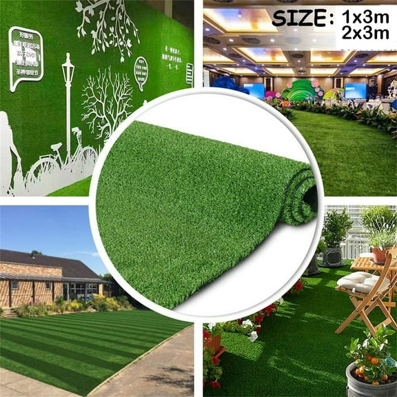 Outdoor Artificial Grass Turf, Green Plastic Balcony and School Lawn Carpet, Realistic Fake Grass for Garden and Playground (1pc)