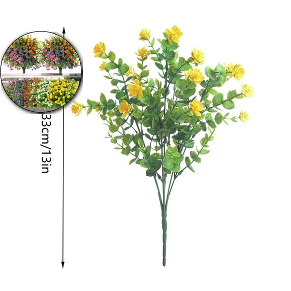 Outdoor Artificial Plant UV Resistant Fake Stem Plant, Faux Plastic Greenery for Indoor Outside Hanging Garden Porch Window Box Home Wedding Farmhouse Outdoor Decoration