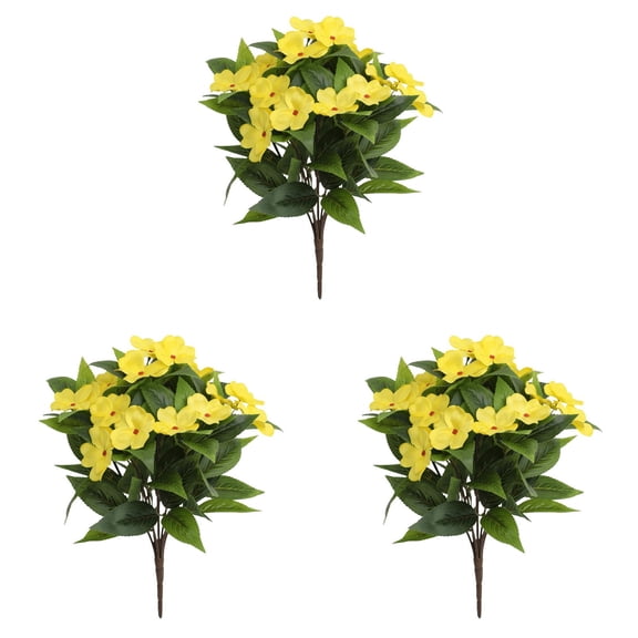 Outdoor Artificial Flowers- Impatiens Bushes Silk Hibiscus UV Protected Bouquet for Garden Patio Decor,Planters,Hanging Baskets,Porch,Balcony,Window Box&Indoor Centerpieces