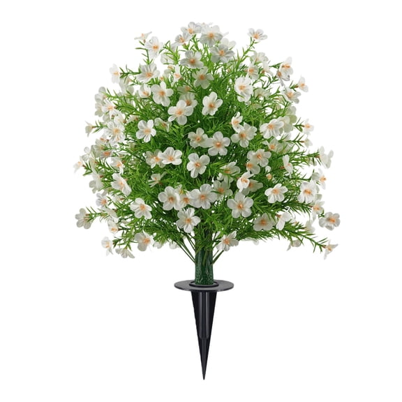 Outdoor Artificial Topiary Ball,24Inch UV Protected Faux Boxwood Bushes with Ground Spikes,Realistic Fake Shrubs Plants for Porch,Garden,Patio Decor,Fall Mums and Flowers Greenery for Outdoor