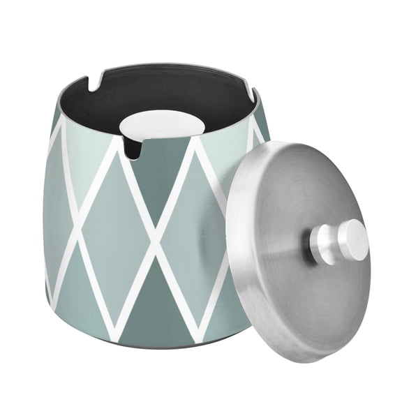 Outdoor Ashtray with Lid for Cigarette Stainless Steel Smokeless Ash Tray for Patio Home Table Decor Bluish White Block