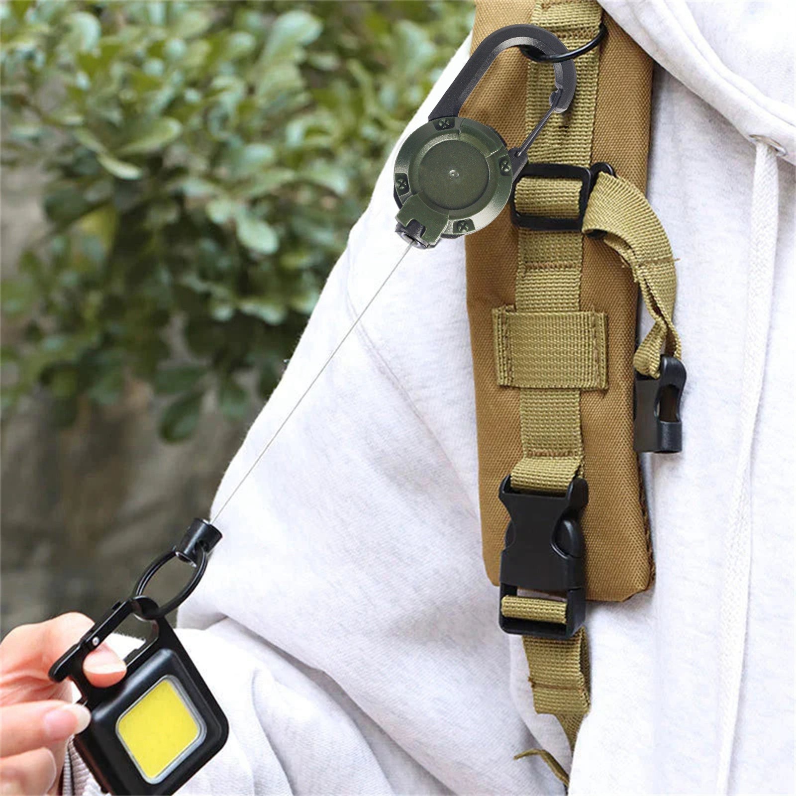 Outdoor Automatic Retractable Wire Rope Luya Keychain Heavy Duty