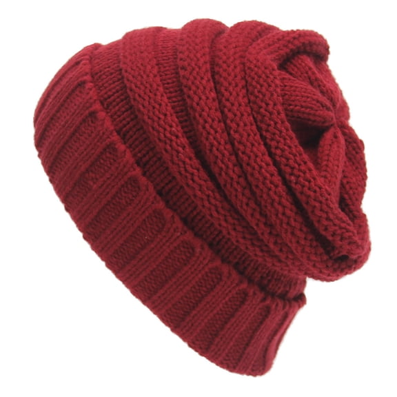 Outdoor Autumn Winter Striped Pullover Hat Men Women Warm Solid Color Reversible Knitted Hat
