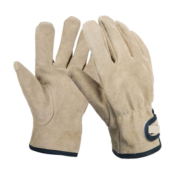 Outdoor BBQ Gloves Two Layers Leather Fire Heat Resistant Kitchen Cooking Oven Mitts Anti Slip Hard Wearing Clamping Glove ,Secure Grip