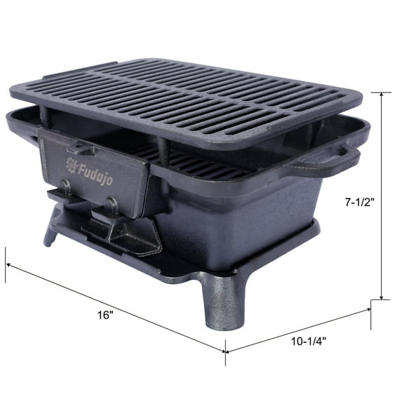 Outdoor BBQ Grills Oval Cast Iron Grill Outdoor, Portable Charcoal Grill and Tabletop Cast Iron Skillet - Cast Iron, Enameled, Durable, Small Charcoal Grill, Camping Stove, Hibachi Grill,Portable BB