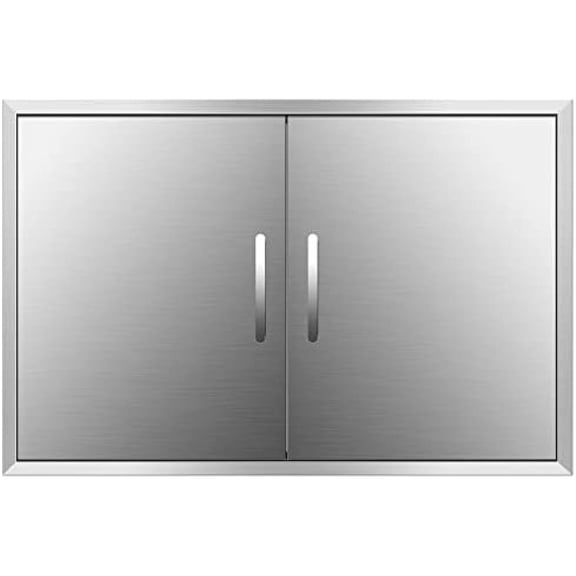 Outdoor BBQ Kitchen Double Doors - Rust-Proof Stainless Steel, 36''W X 24''H