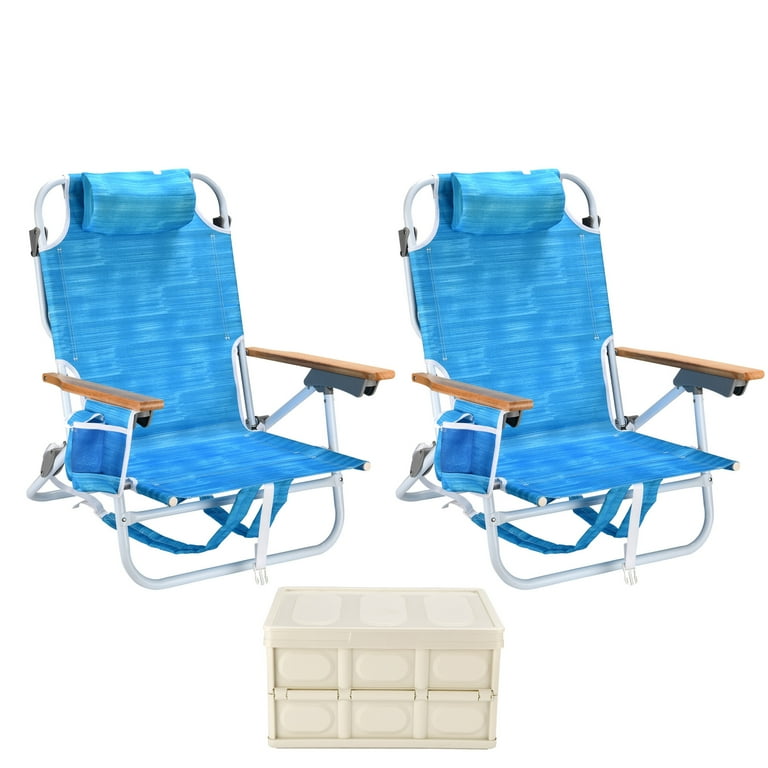 Outdoor Backpack Beach Chair Set of with Storage Box
