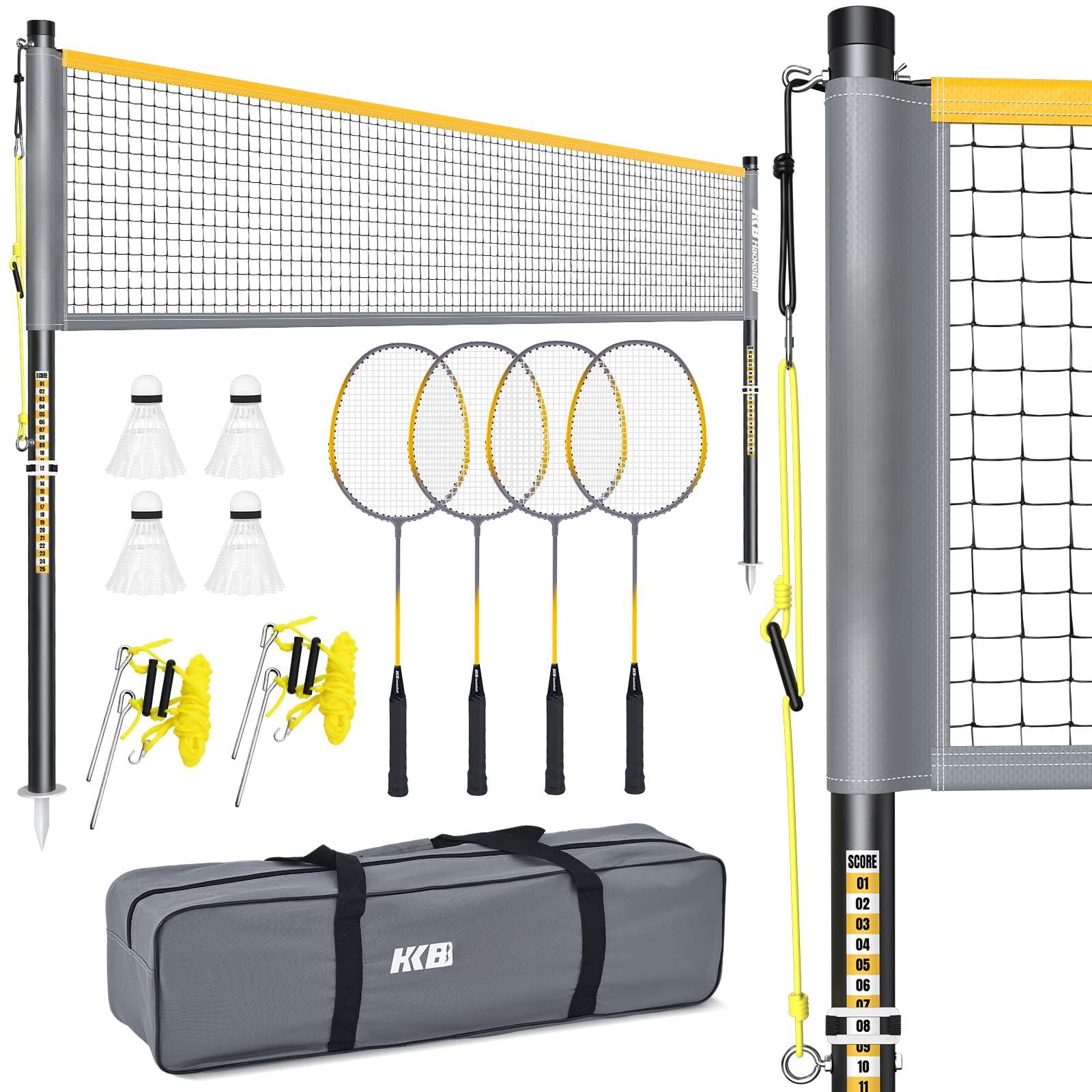 Outdoor Badminton Net Set With Anti-sag Winch System - 20ft  4 Rackets 3 Shuttlecocks & Carry Bag For Backyard Grass Beach Holiday Games