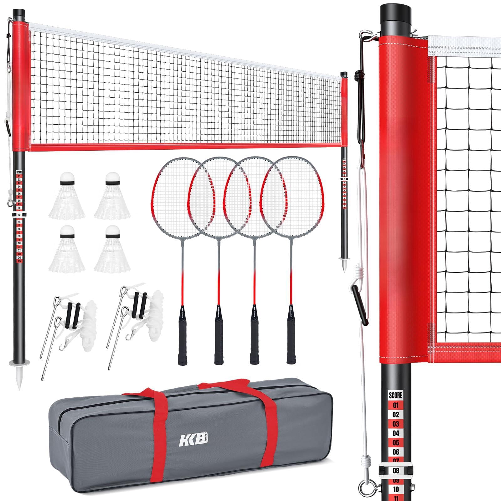 Outdoor Badminton Net Set With Anti-sag Winch System - 20ft  4 Rackets 3 Shuttlecocks & Carry Bag For Backyard Grass Beach Holiday Games