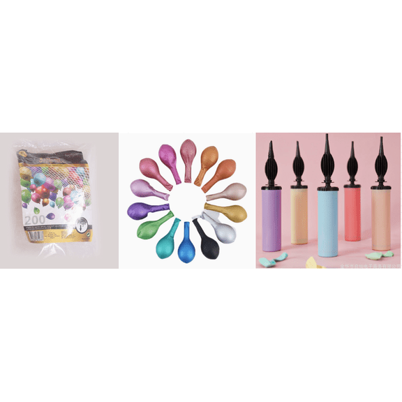 Outdoor Balloon Release Activity Set, Including Balloon Drop Net, 400 Metal Mixed Color Balloons, And 1 Inflator