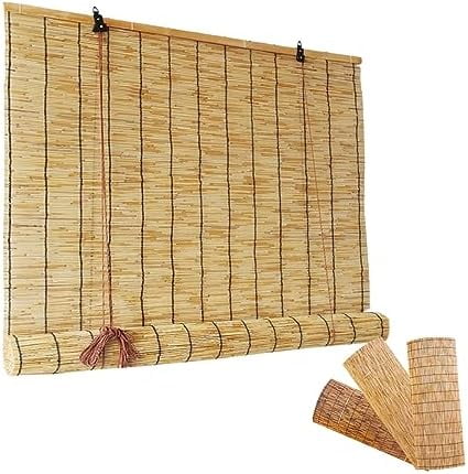 Outdoor Bamboo Shades for Patio Bamboo Roll up Blinds Curtains for Windows Waterproof, Porch Bamboo Rolling Curtains Breathable Corded Roller Shades$$Home Decor, Kitchen, & Other