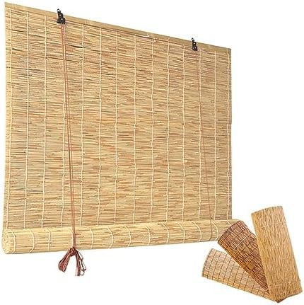Outdoor Bamboo Shades for Patio Bamboo Roll up Blinds Curtains for Windows Waterproof, Porch Bamboo Rolling Curtains Breathable Corded Roller Shades$$Home Decor, Kitchen, & Other